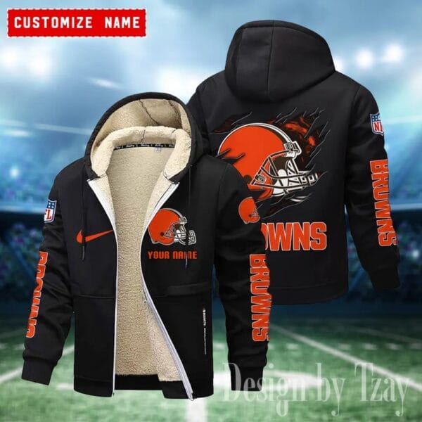 Cleveland Browns Premium Personalized Zip-Up Velvet Jacket AMCZUVJK000017 - Image 6