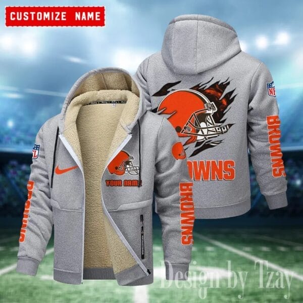 Cleveland Browns Premium Personalized Zip-Up Velvet Jacket AMCZUVJK000017 - Image 7