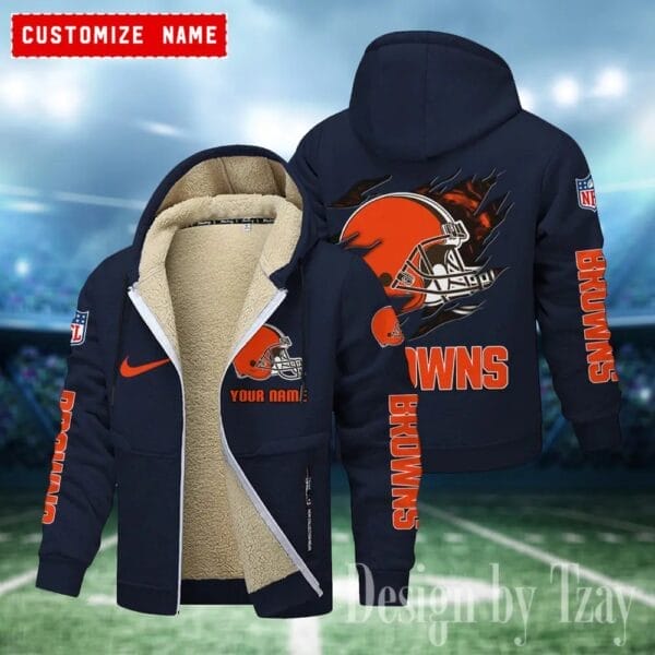 Cleveland Browns Premium Personalized Zip-Up Velvet Jacket AMCZUVJK000017 - Image 8