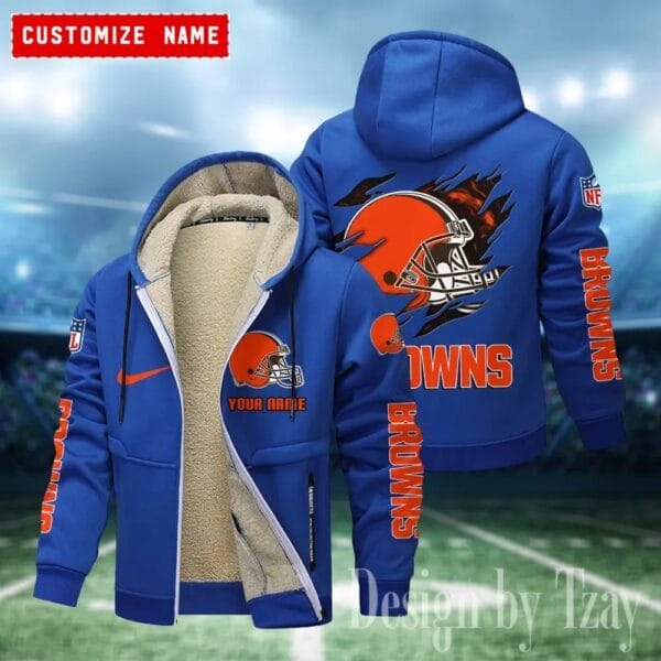 Cleveland Browns Premium Personalized Zip-Up Velvet Jacket AMCZUVJK000017 - Image 9