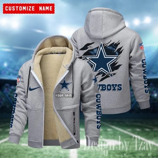 Dallas Cowboys Premium Personalized Zip-Up Velvet Jacket AMCZUVJK000005 - Image 3