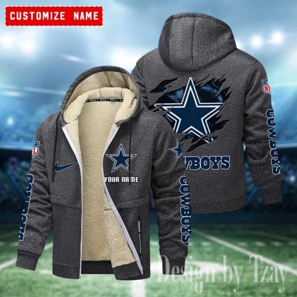Dallas Cowboys Premium Personalized Zip-Up Velvet Jacket AMCZUVJK000005 - Image 5