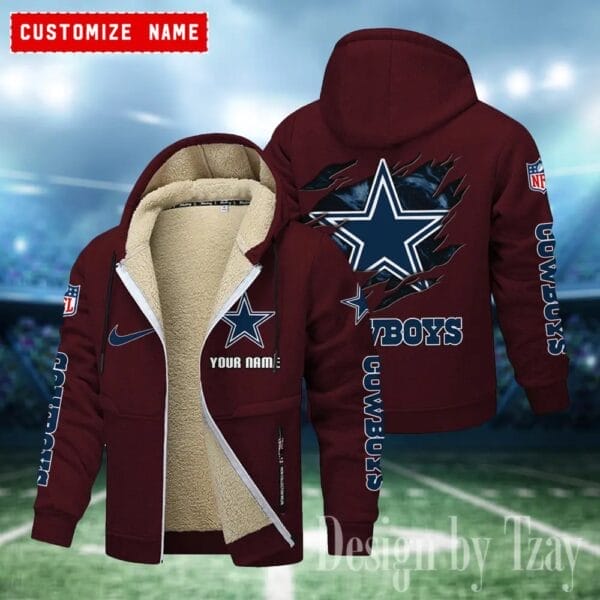 Dallas Cowboys Premium Personalized Zip-Up Velvet Jacket AMCZUVJK000005 - Image 6