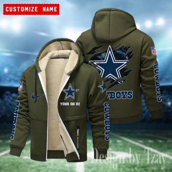 Dallas Cowboys Premium Personalized Zip-Up Velvet Jacket AMCZUVJK000005 - Image 7