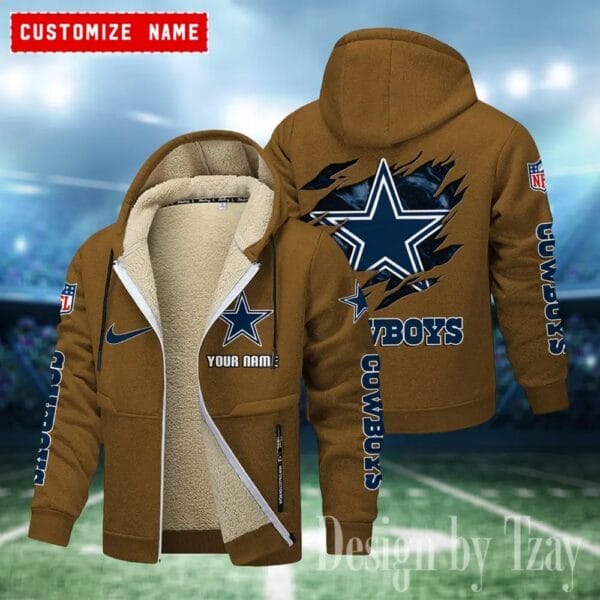 Dallas Cowboys Premium Personalized Zip-Up Velvet Jacket AMCZUVJK000005 - Image 9
