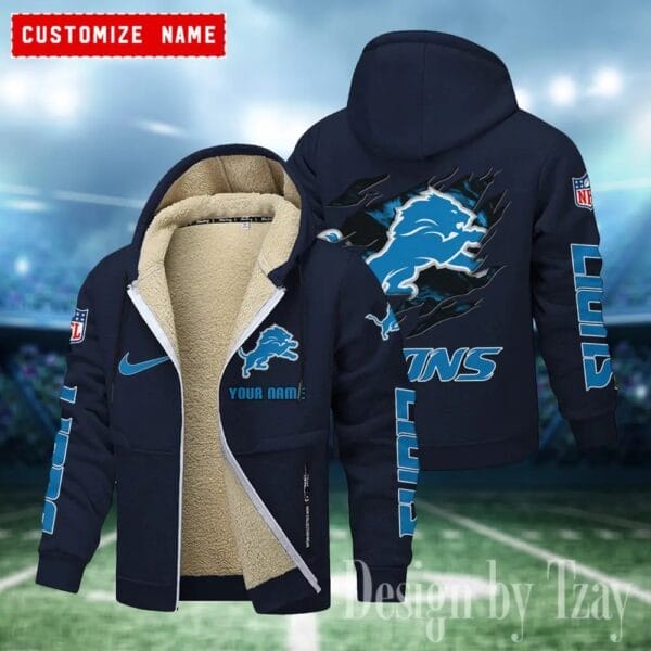 Detroit Lions Premium Personalized Zip-Up Velvet Jacket AMCZUVJK000020 - Image 2