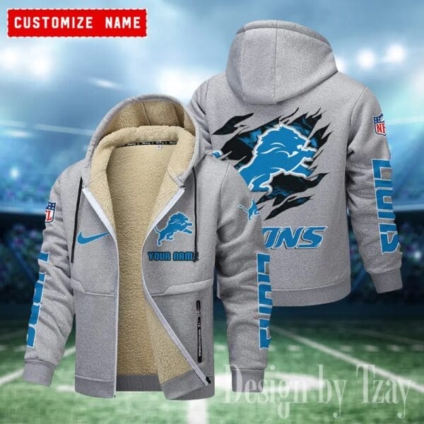 Detroit Lions Premium Personalized Zip-Up Velvet Jacket AMCZUVJK000020 - Image 3