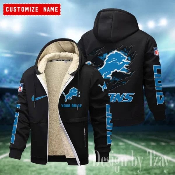 Detroit Lions Premium Personalized Zip-Up Velvet Jacket AMCZUVJK000020 - Image 4