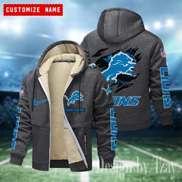 Detroit Lions Premium Personalized Zip-Up Velvet Jacket AMCZUVJK000020 - Image 5
