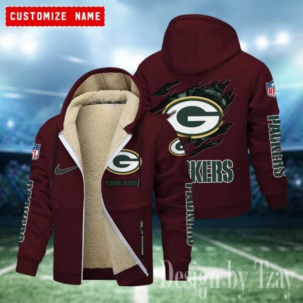 Green Bay Packers Premium Personalized Zip-Up Velvet Jacket AMCZUVJK000018 - Image 2