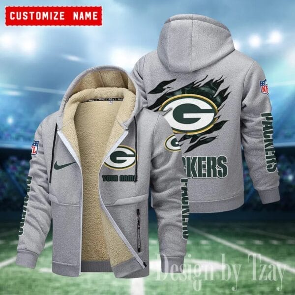 Green Bay Packers Premium Personalized Zip-Up Velvet Jacket AMCZUVJK000018 - Image 5