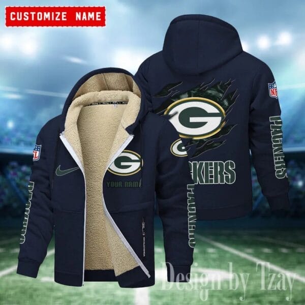 Green Bay Packers Premium Personalized Zip-Up Velvet Jacket AMCZUVJK000018 - Image 6