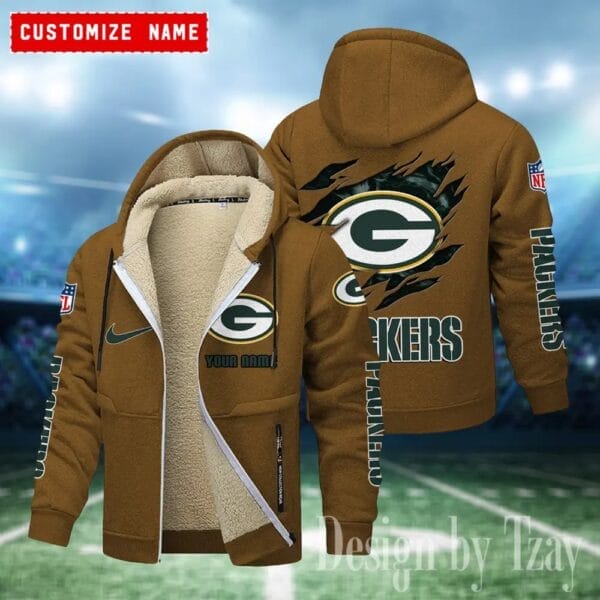 Green Bay Packers Premium Personalized Zip-Up Velvet Jacket AMCZUVJK000018 - Image 8
