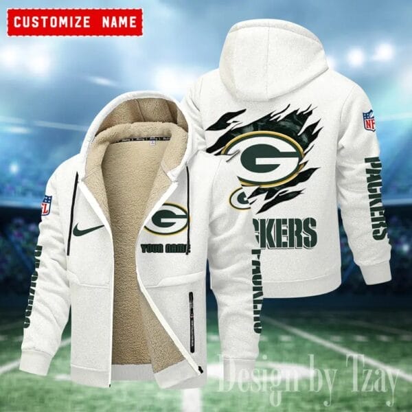 Green Bay Packers Premium Personalized Zip-Up Velvet Jacket AMCZUVJK000018 - Image 9
