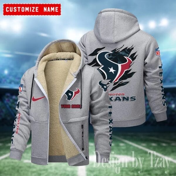 Houston Texans Premium Personalized Zip-Up Velvet Jacket AMCZUVJK000021 - Image 4