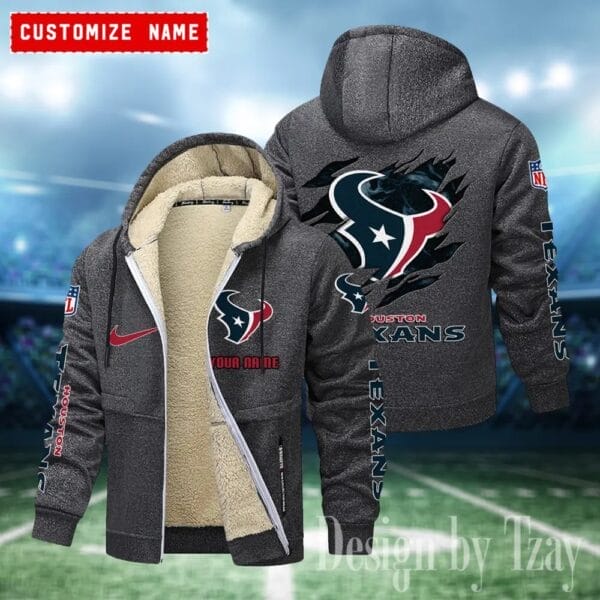 Houston Texans Premium Personalized Zip-Up Velvet Jacket AMCZUVJK000021 - Image 2