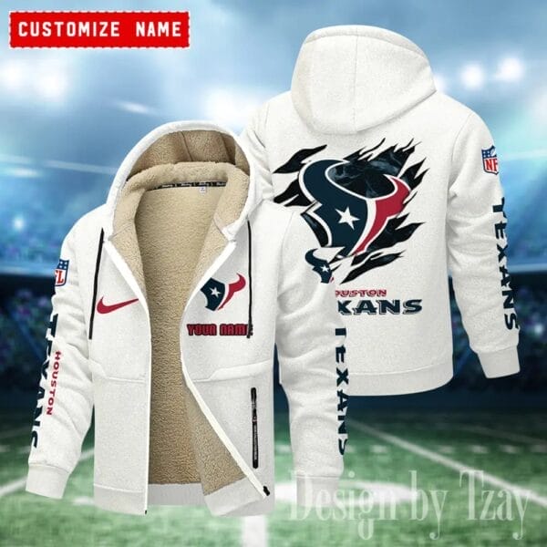 Houston Texans Premium Personalized Zip-Up Velvet Jacket AMCZUVJK000021 - Image 3