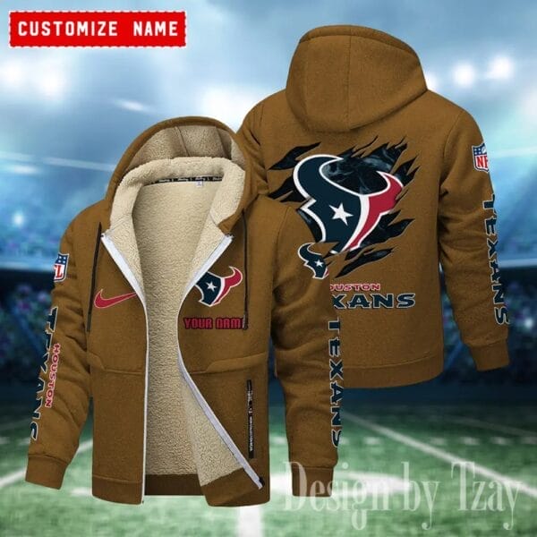 Houston Texans Premium Personalized Zip-Up Velvet Jacket AMCZUVJK000021 - Image 8