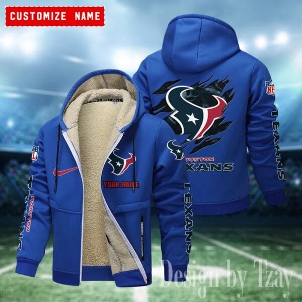 Houston Texans Premium Personalized Zip-Up Velvet Jacket AMCZUVJK000021 - Image 9