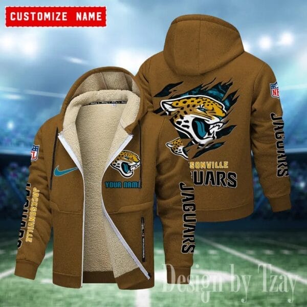 Jacksonville Jaguars Premium Personalized Zip-Up Velvet Jacket AMCZUVJK000019 - Image 3