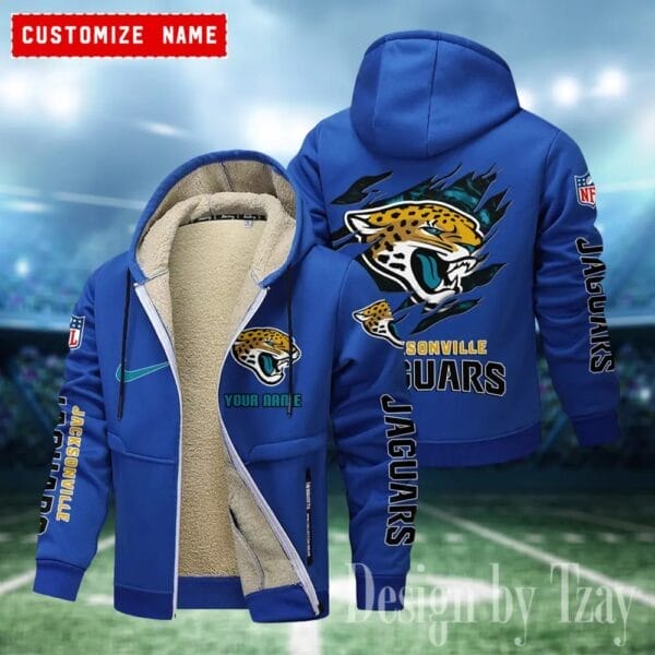 Jacksonville Jaguars Premium Personalized Zip-Up Velvet Jacket AMCZUVJK000019 - Image 4