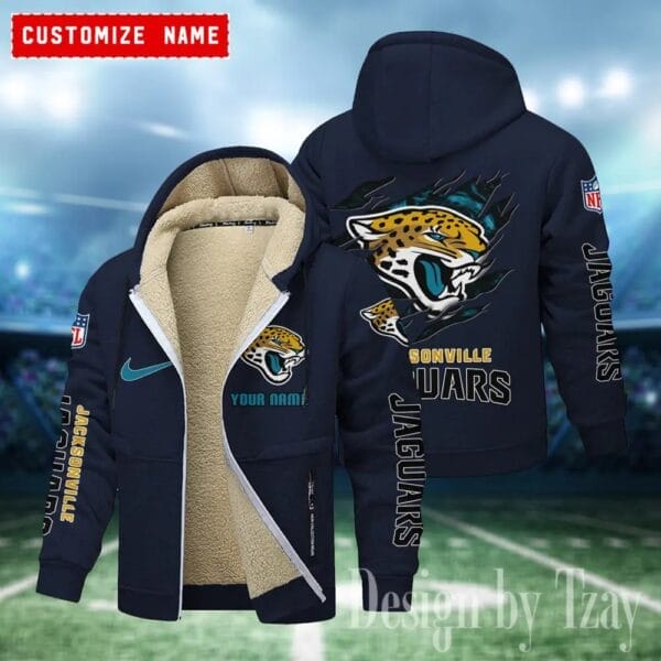 Jacksonville Jaguars Premium Personalized Zip-Up Velvet Jacket AMCZUVJK000019 - Image 5