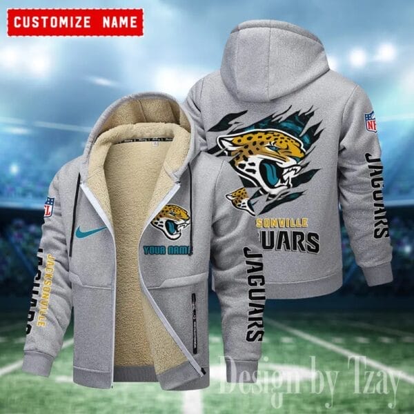 Jacksonville Jaguars Premium Personalized Zip-Up Velvet Jacket AMCZUVJK000019 - Image 6