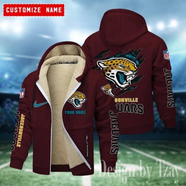 Jacksonville Jaguars Premium Personalized Zip-Up Velvet Jacket AMCZUVJK000019 - Image 9