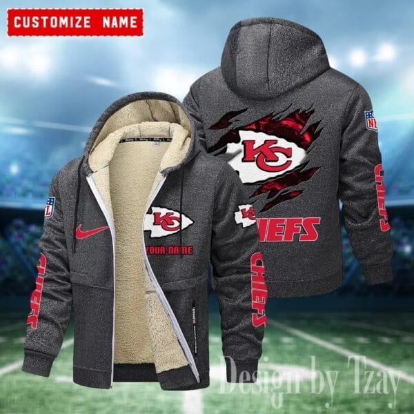 Kansas City Chiefs Premium Personalized Zip-Up Velvet Jacket AMCZUVJK000023 - Image 2