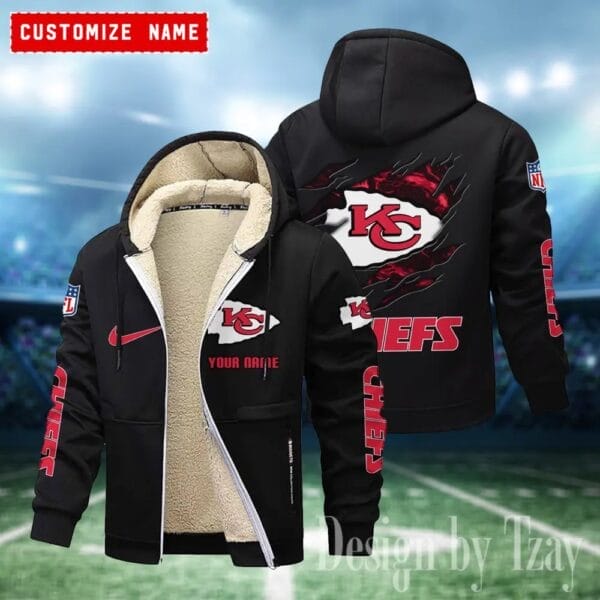 Kansas City Chiefs Premium Personalized Zip-Up Velvet Jacket AMCZUVJK000023 - Image 3