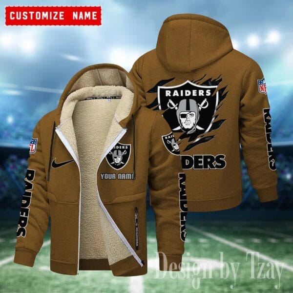 Las Vegas Raiders Premium Personalized Zip-Up Velvet Jacket AMCZUVJK000024 - Image 3