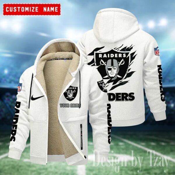 Las Vegas Raiders Premium Personalized Zip-Up Velvet Jacket AMCZUVJK000024 - Image 4