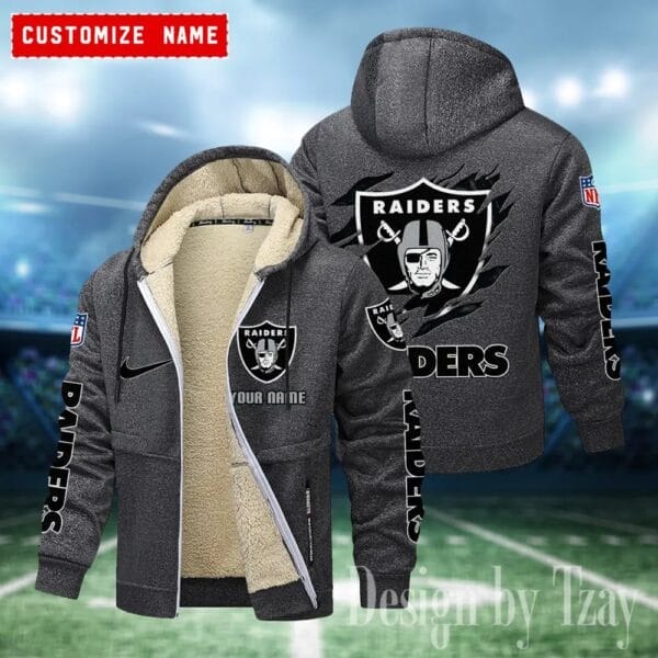 Las Vegas Raiders Premium Personalized Zip-Up Velvet Jacket AMCZUVJK000024 - Image 7