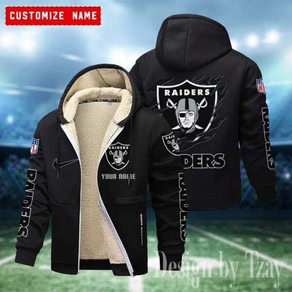 Las Vegas Raiders Premium Personalized Zip-Up Velvet Jacket AMCZUVJK000024 - Image 8