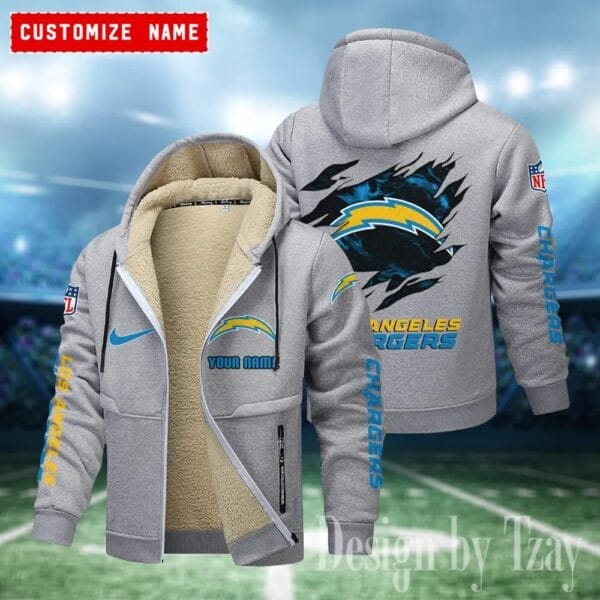 Los Angeles Chargers Premium Personalized Zip-Up Velvet Jacket AMCZUVJK000008
