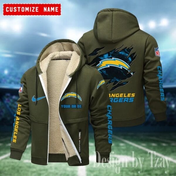 Los Angeles Chargers Premium Personalized Zip-Up Velvet Jacket AMCZUVJK000008 - Image 5
