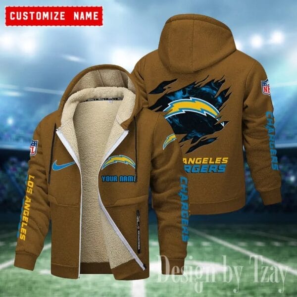 Los Angeles Chargers Premium Personalized Zip-Up Velvet Jacket AMCZUVJK000008 - Image 7