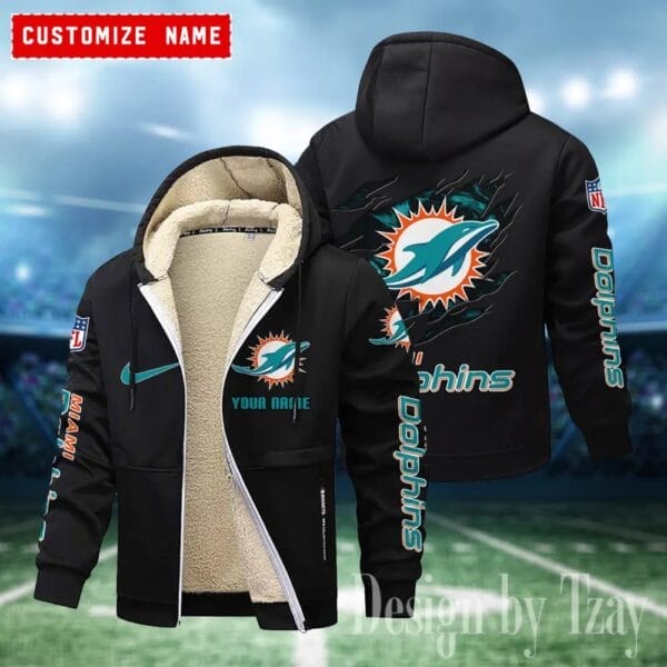 Miami Dolphins Premium Personalized Zip-Up Velvet Jacket AMCZUVJK000009 - Image 5