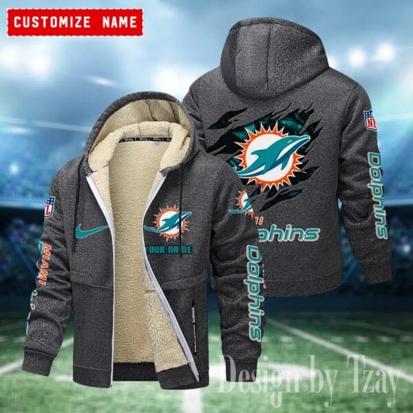 Miami Dolphins Premium Personalized Zip-Up Velvet Jacket AMCZUVJK000009 - Image 6
