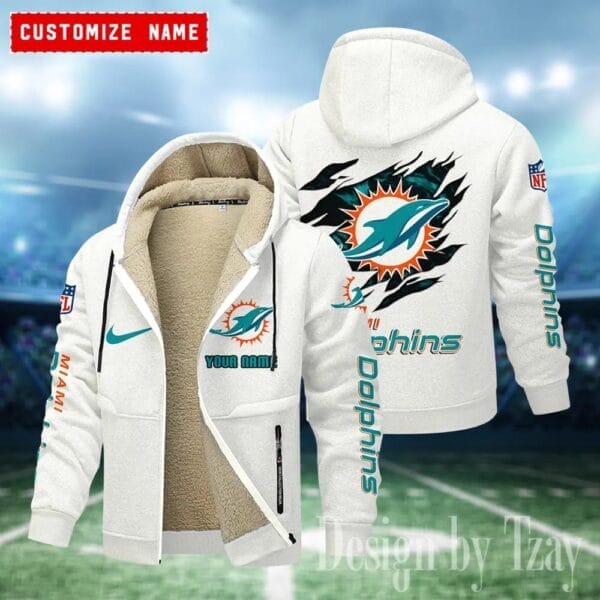 Miami Dolphins Premium Personalized Zip-Up Velvet Jacket AMCZUVJK000009 - Image 9