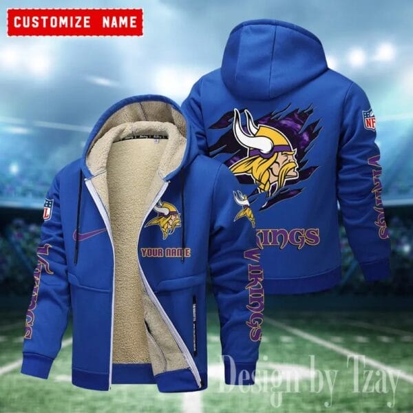 Minnesota Vikings Premium Personalized Zip-Up Velvet Jacket AMCZUVJK000044 - Image 5