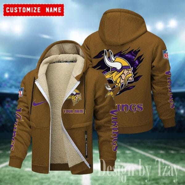 Minnesota Vikings Premium Personalized Zip-Up Velvet Jacket AMCZUVJK000044 - Image 6