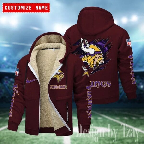 Minnesota Vikings Premium Personalized Zip-Up Velvet Jacket AMCZUVJK000044 - Image 9