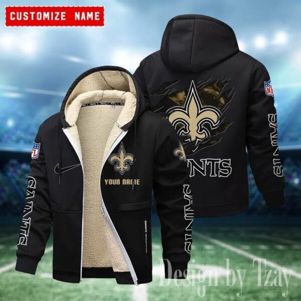 New Orleans Saints Premium Personalized Zip-Up Velvet Jacket AMCZUVJK000010 - Image 5