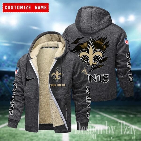 New Orleans Saints Premium Personalized Zip-Up Velvet Jacket AMCZUVJK000010 - Image 6