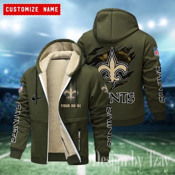 New Orleans Saints Premium Personalized Zip-Up Velvet Jacket AMCZUVJK000010 - Image 8