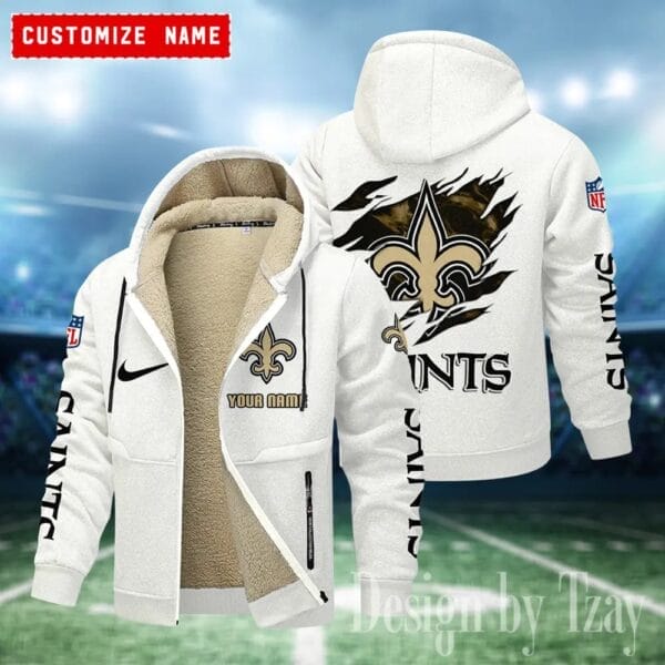 New Orleans Saints Premium Personalized Zip-Up Velvet Jacket AMCZUVJK000010 - Image 9