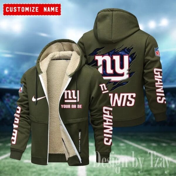 New York Giants Premium Personalized Zip-Up Velvet Jacket AMCZUVJK000045 - Image 2