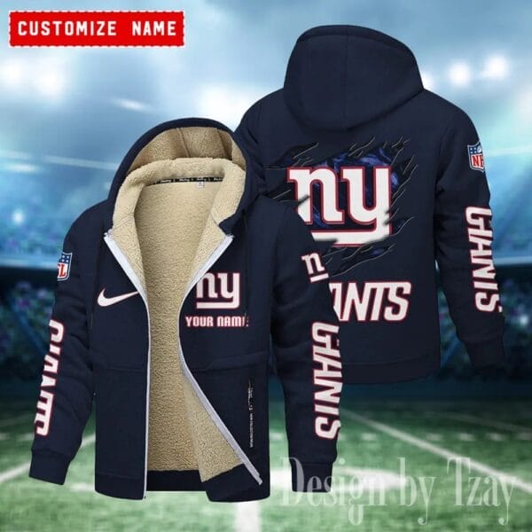 New York Giants Premium Personalized Zip-Up Velvet Jacket AMCZUVJK000045 - Image 7