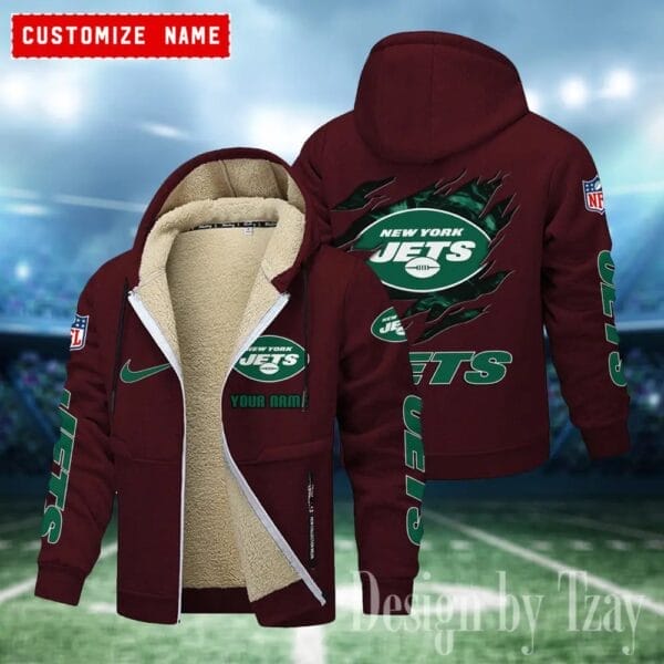 New York Jets Premium Personalized Zip-Up Velvet Jacket AMCZUVJK000046 - Image 2
